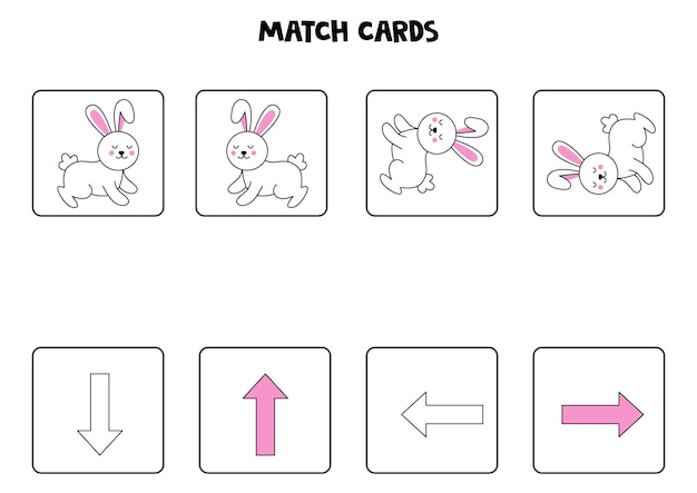 Left, right, up or down. Spatial orientation with cute Easter bunny.