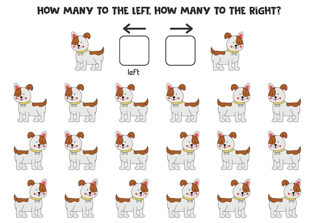 Left or right with cute dog Logical worksheet for preschoolers