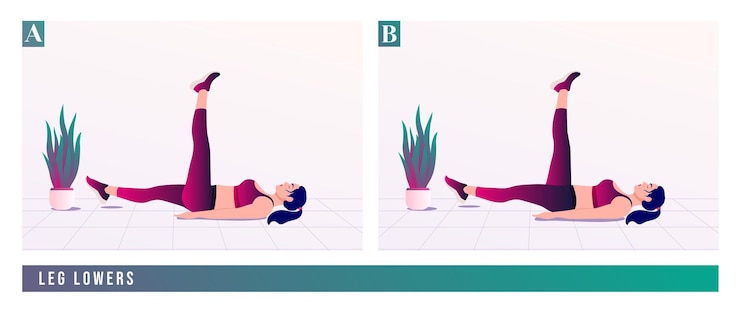 Vector leg lowers exercise woman workout fitness aerobic and exercises
