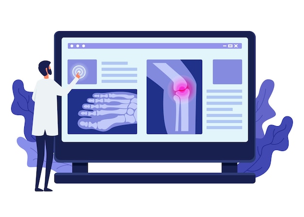 Fondo di progettazione di dolore alle gambe con l'illustrazione di tecnologia medica