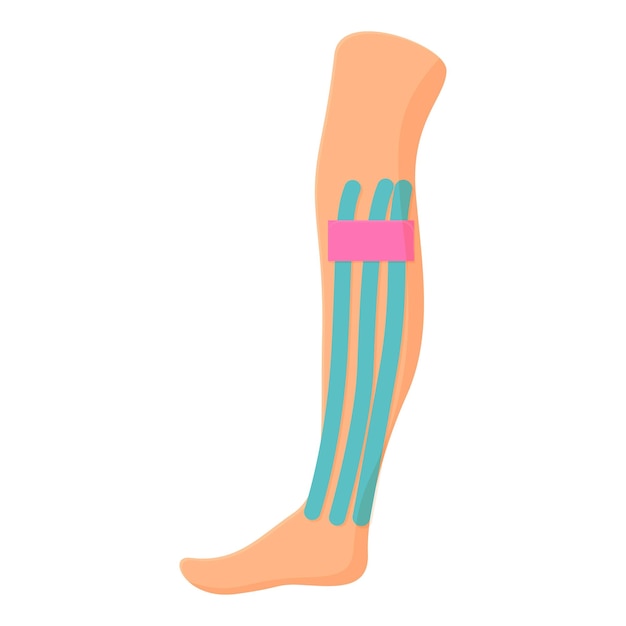 Leg tape icon cartoon vector Kinesio sport medicine