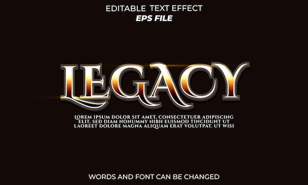 Vector legacy text effect font editable typography 3d text