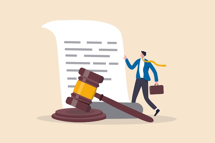 Vector legal document attorney or court professional office law and judgment approval paper concept