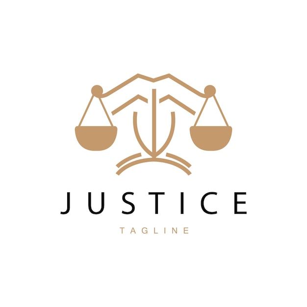 Legal justice scales logo design con modello di linea semplice per i marchi aziendali