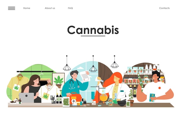 La cannabis medica legale utilizza la pagina di destinazione del vettore