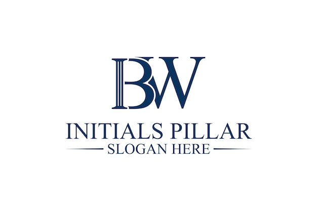 Vector legal pillar logo initial letter bw premium vector