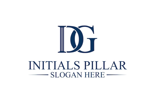 Legal pillar logo initial letter dg premium vector