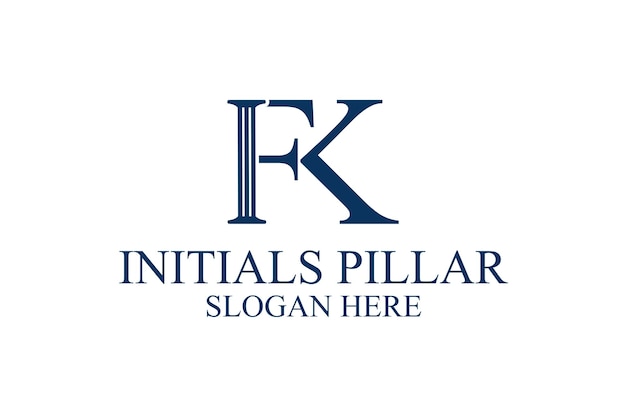 Vector legal pillar logo initial letter fk premium vector