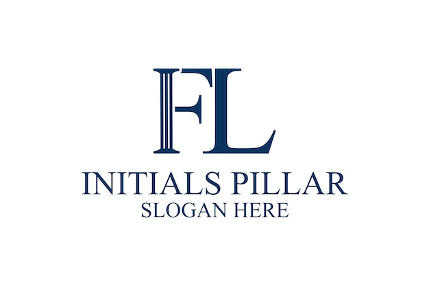 Logo del pilastro legale lettera iniziale fl premium vector
