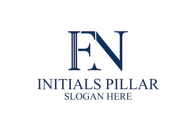 Legal pillar logo initial letter fn premium vector