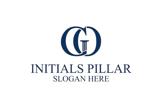 Legal pillar logo initial letter go premium vector