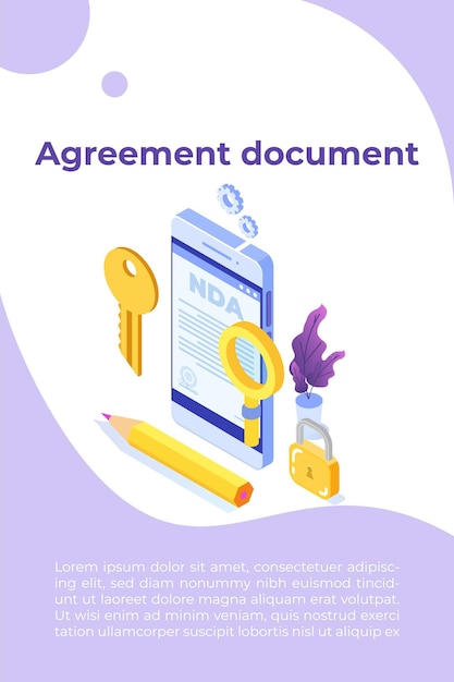 Legal restrictions,  non-disclosure agreement contract or nda  concept. vector illustration