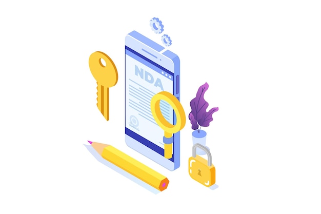 Legal restrictions,  non-disclosure agreement contract or nda icon. isometric vector illustration.