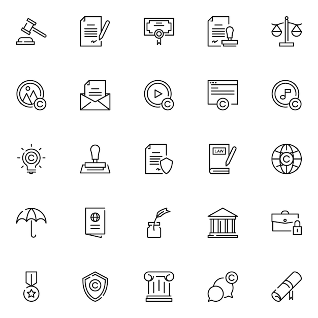 Vector legal right icon pack, with outline icon style