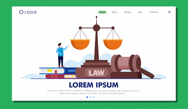 Legal services landing page website illustration design