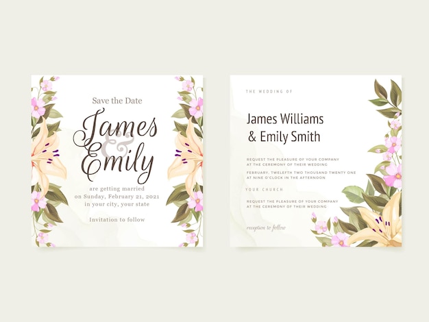 legant Floral Wedding Invitation Template