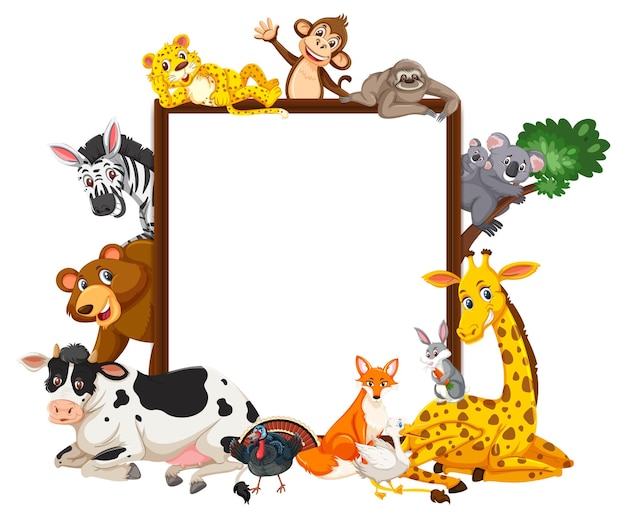 Lege banner met veel verschillende wilde dieren