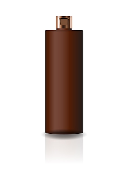 Lege bruine cosmetische cilinderfles met dopdeksel.