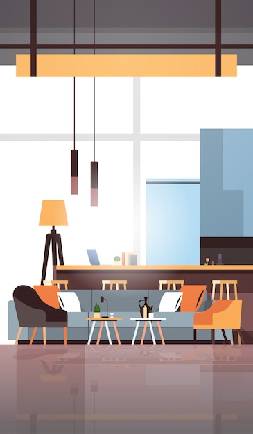 lege coworking ruimte moderne kantoorruimte interieur creatieve werkruimte verticaal plat