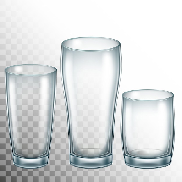 Vector lege glazen drinkbeker. transparant glas.