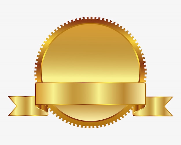 Vector lege gouden badge met lint