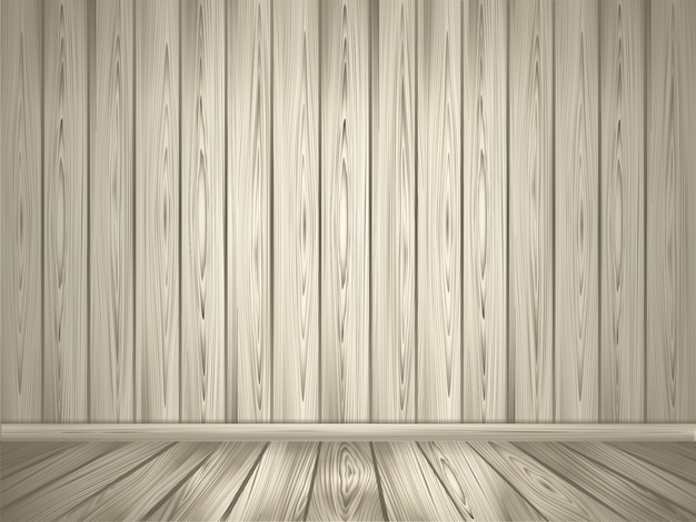 Vector lege houten kamer. witte houten wand en vloer