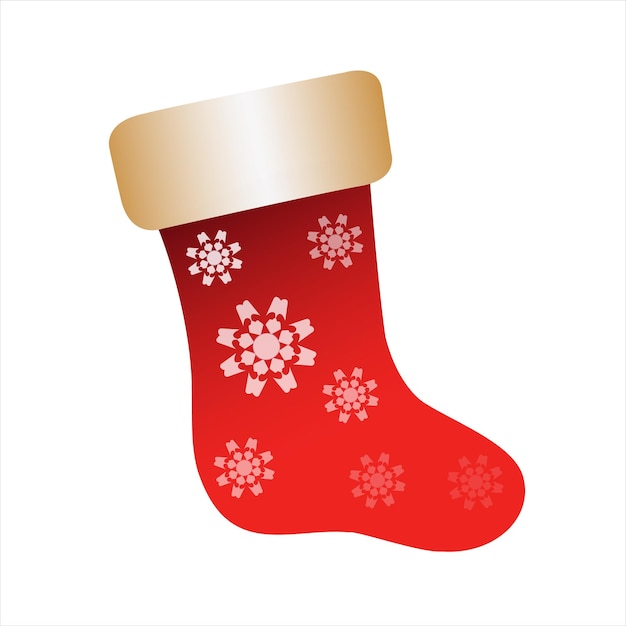 Lege kerstkousen geïsoleerd op wit. Decoratieve rode sok met witte vacht en sneeuwvlokken.