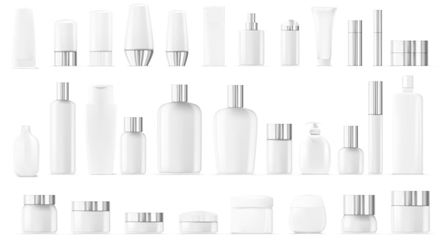 Lege lege en schone witte plastic cosmetische pakket grote set