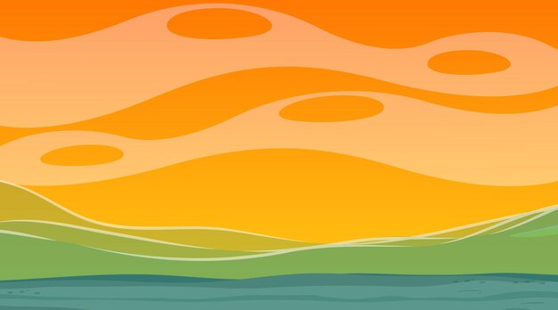 Vector lege natuur bij zonsondergang tijdscène met overstroomd landschap