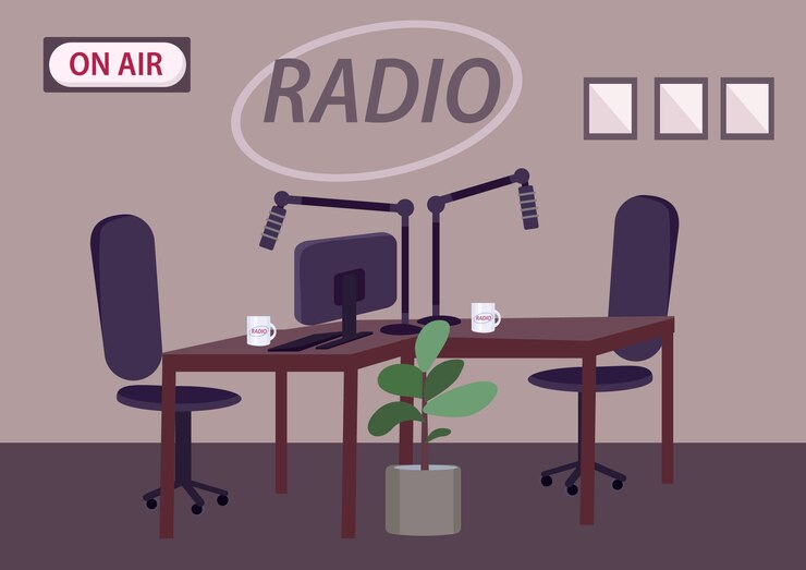 Vector lege radio studio kleur illustratie