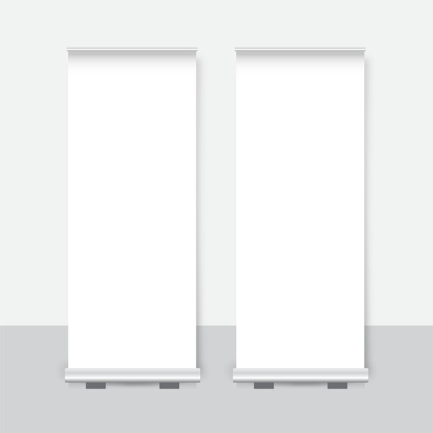 Lege roll-up banner met stand presentatiesjabloon Vectorillustratie