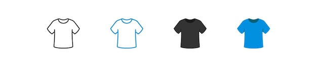 Lege T-shirt icon set Blauwe en zwarte lijn en vlakke stijl teken zeppelin T-shirt geïsoleerde vectorillustratie