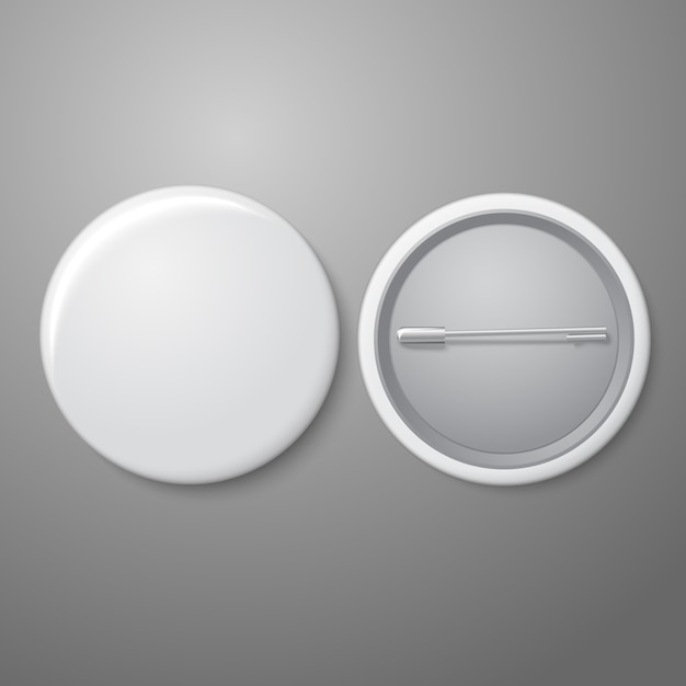 Lege witte badge. Beide zijden - gezicht en achterkant.