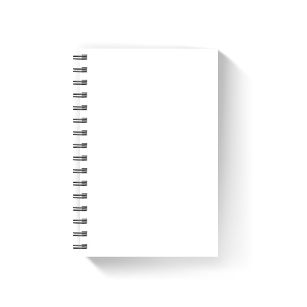 Lege witte notebook cover vector mockup geïsoleerd op wit