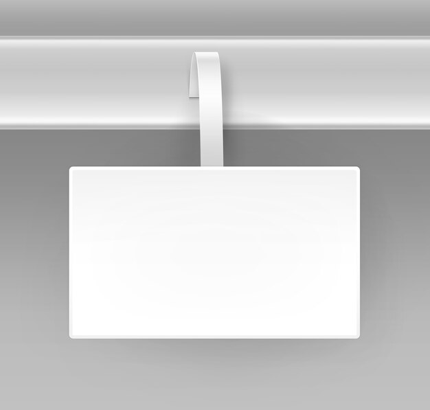 Lege witte vierkante Papper Plastic reclame prijs Wobbler vooraanzicht geïsoleerd op achtergrond