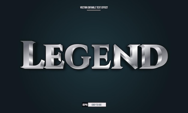 Legend 3d editable text effect premium vector