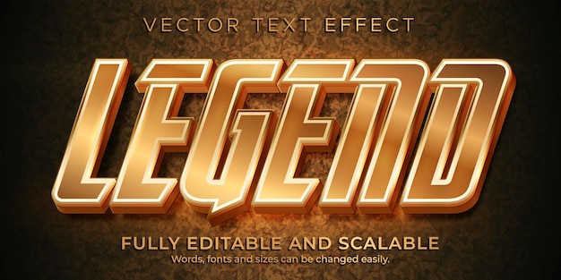 Vector legend bronze metallic text effect template