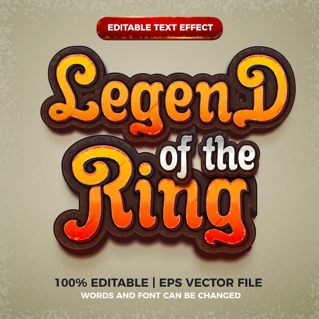Legend of the ring effetto testo modificabile stile titolo del gioco fumetto comico
