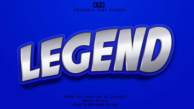 Legend Silver Color 3d Editable Text Effect Vector With Background