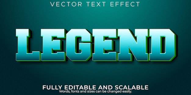 Vector legend sport text effect, editable football and champion text style