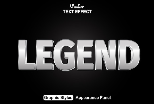 Legend text effect with silver color graphic style and editable