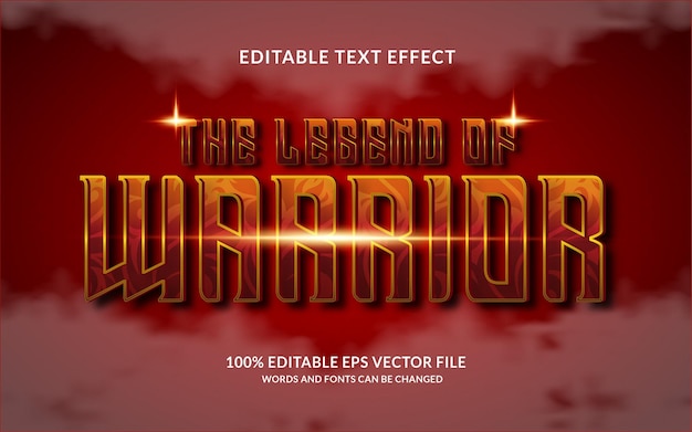 Vector the legend of warrior editable text effect