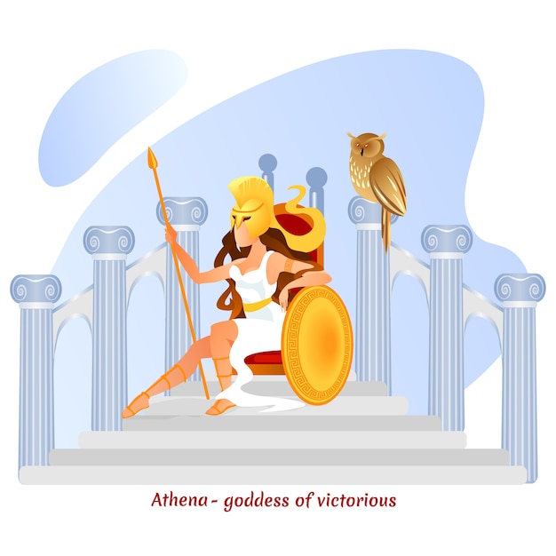 Вектор Легендарная афина олимпийская греческая богиня войны