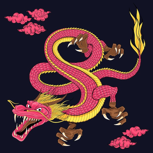 Legendary chinese dragon illustration