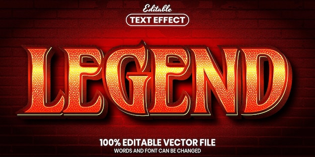 Legendatekst, bewerkbaar teksteffect in lettertypestijl