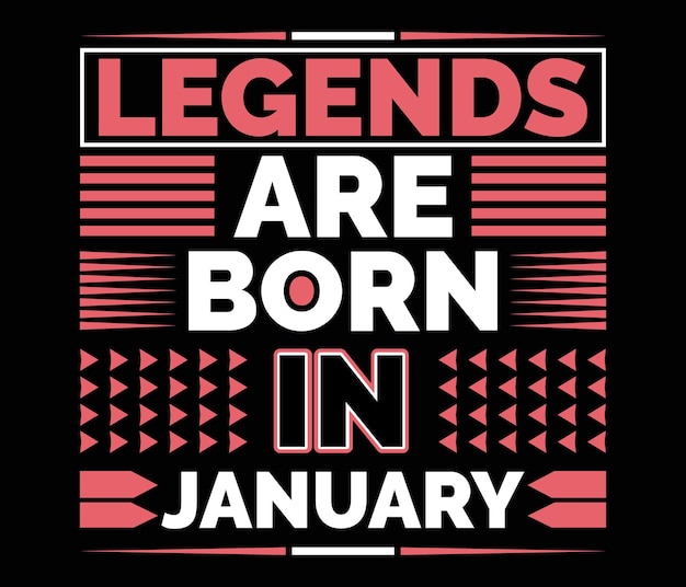 Legenden zijn geboren in januari motiverend citaat modern t-shirtontwerp