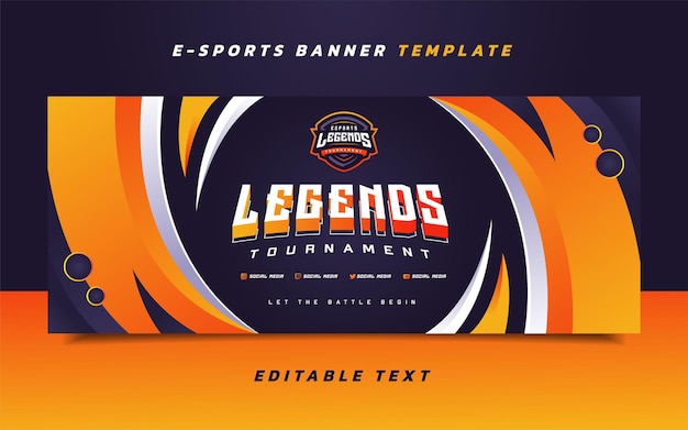 Шаблон игрового баннера Legends Esports с логотипом для социальных сетей