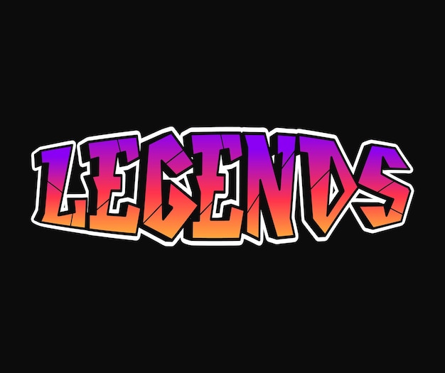 Legends word trippy psychedelic graffiti style letters