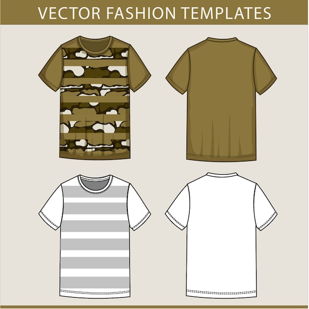 Vector leger t-shirt mannenmode platte schets sjabloon