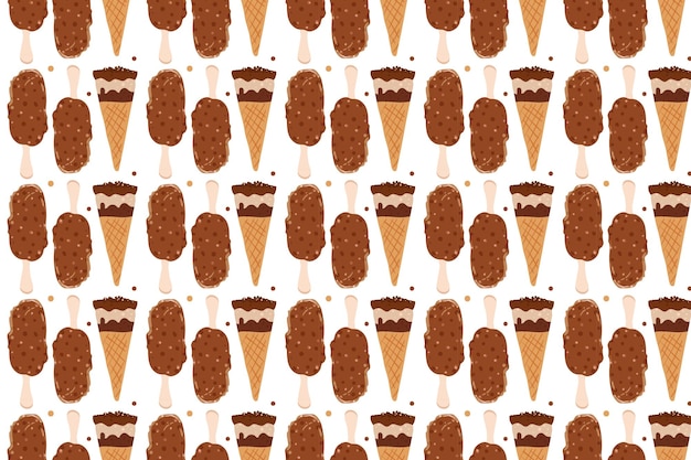 Lekker chocoladereep en chocolade kegel ijs naadloos patroon